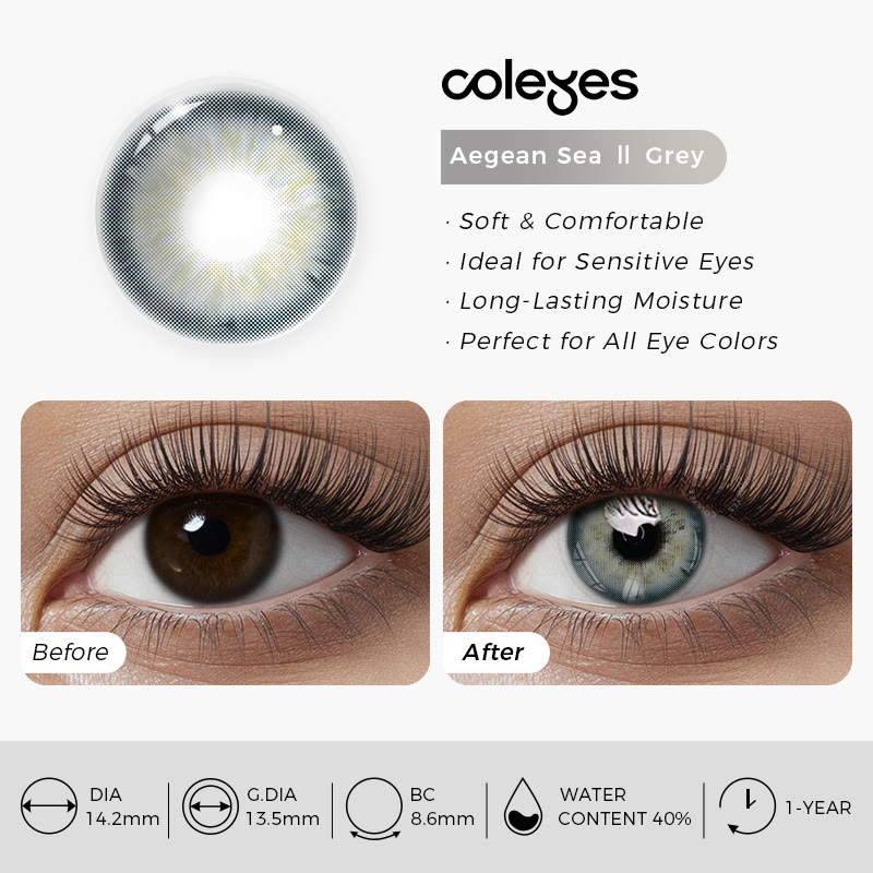 Coleyes Aegean Sea Ⅱ Grey Yearly Prescription Colored Contacts - image 9