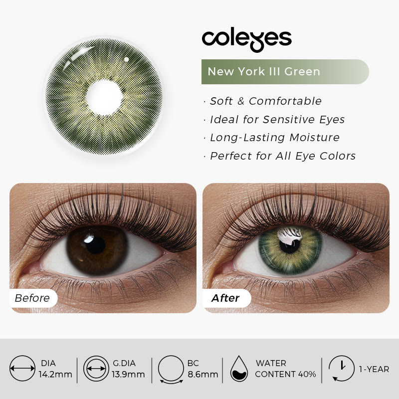 Coleyes New York III Green Yearly Prescription Colored Contacts - image 7