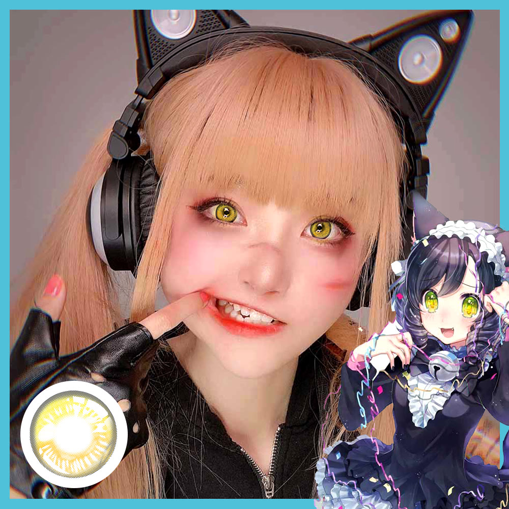 Coleyes Anime Yellow Brown Yearly Cosplay Prescription Colored Contacts - image 3