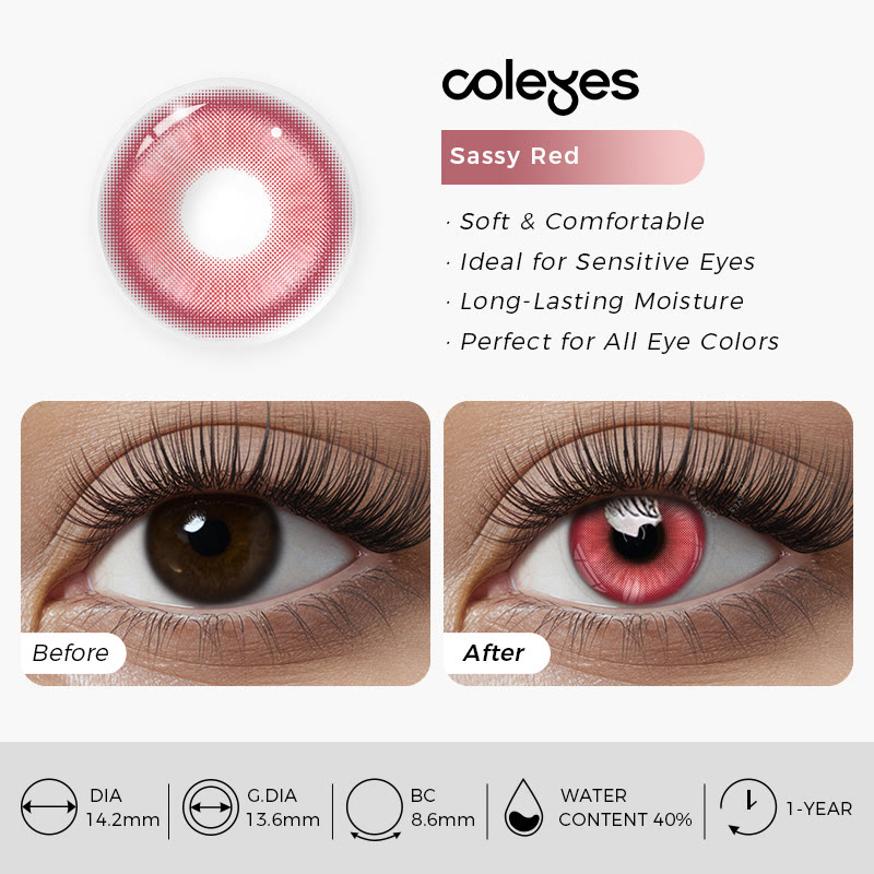Coleyes Sassy Red Prescription Yearly Cosplay Colored Contacts - image 10