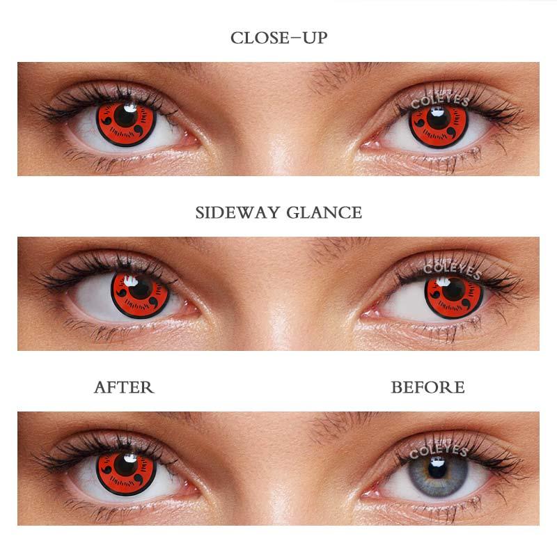 Coleyes 3 Tomoe Sharingan Red Yearly Prescription Cosplay Colored Contacts - image 4
