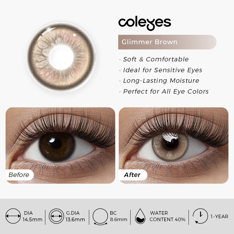 Coleyes Glimmer Brown Yearly Prescription Colored Contacts - image 5