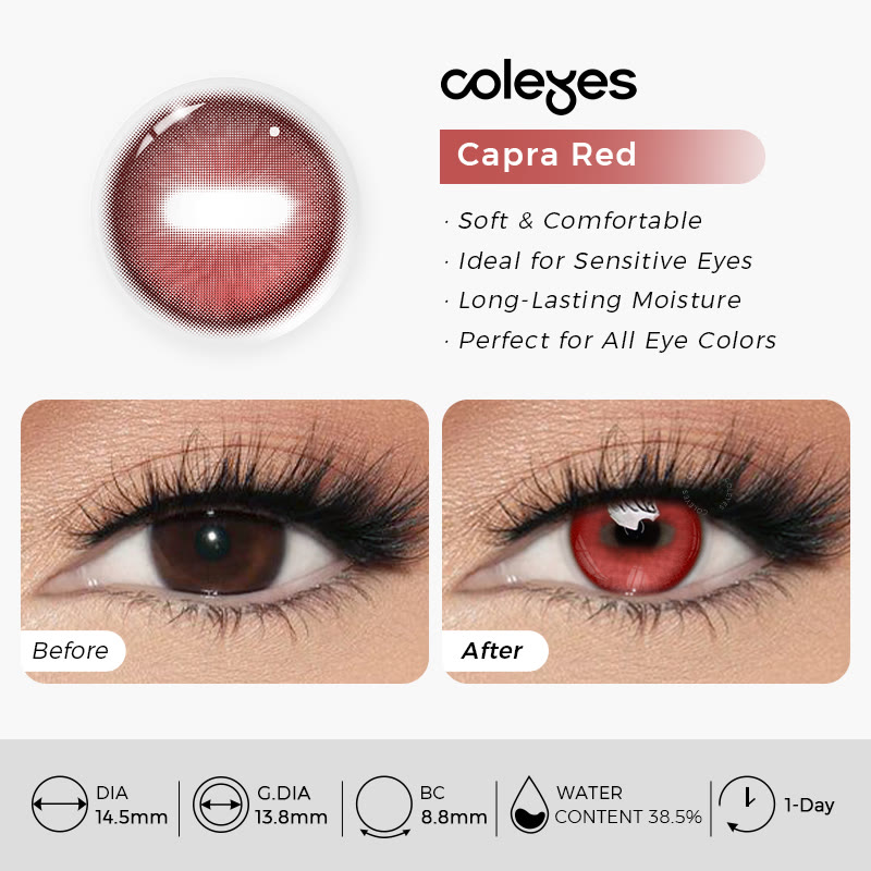 Coleyes Capra Red Cosplay Colored Contacts | 1 Day-4pcs - image 7