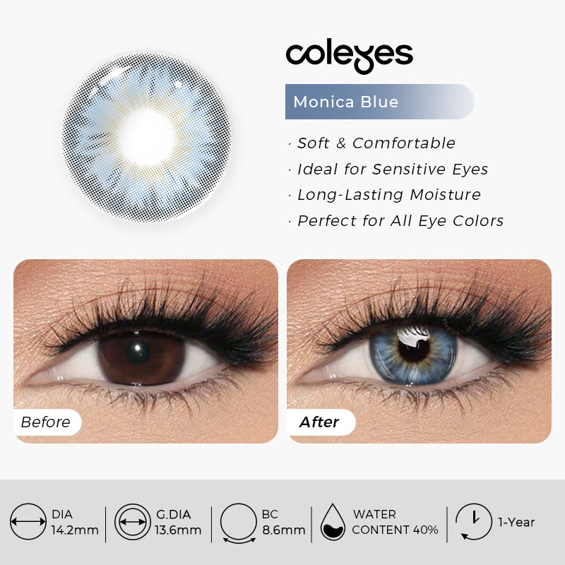 Coleyes Monica Blue Large Pupil Yearly Colored Contacts - image 5