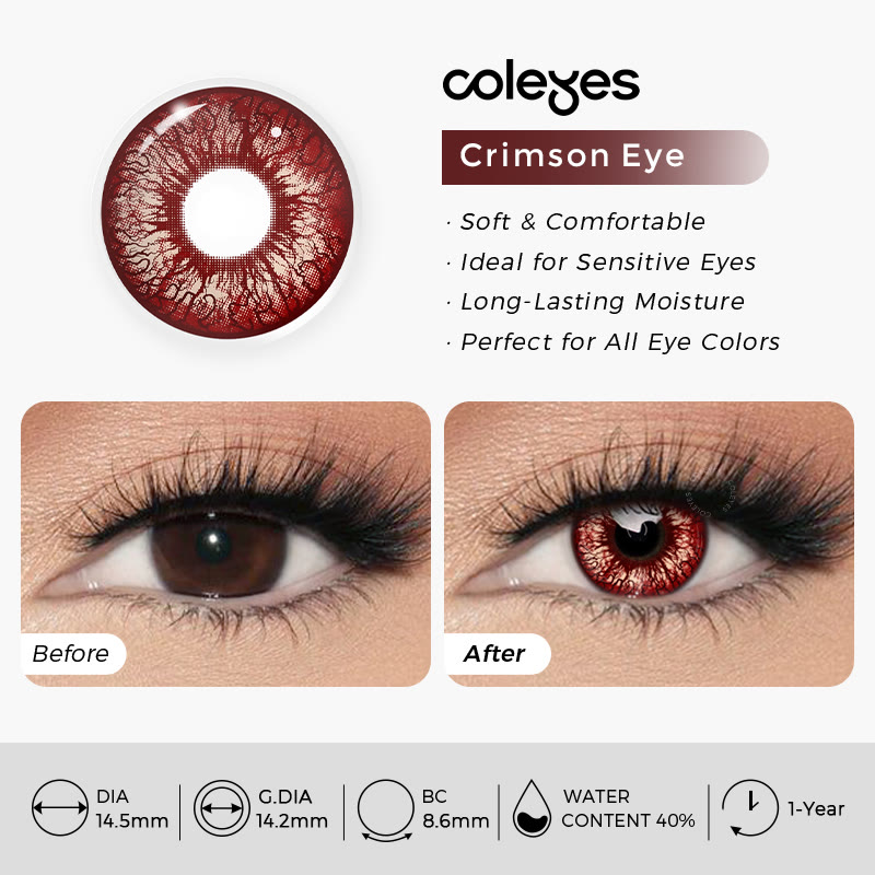 Coleyes Crimson Eye Red Yearly Cosplay Colored Contacts - image 6