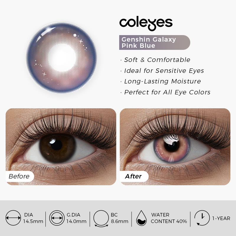 Coleyes Genshin Galaxy Pink Blue Yearly Prescription Colored Contacts - image 6