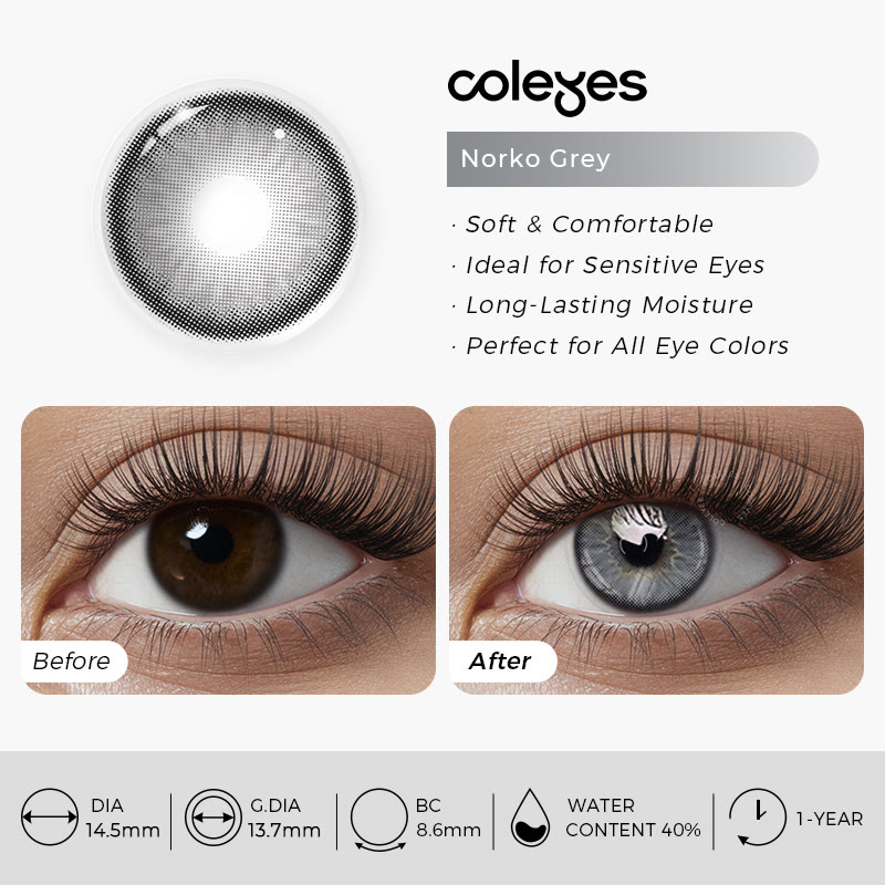 Coleyes Norko Grey Yearly Prescription Colored Contacts - image 9