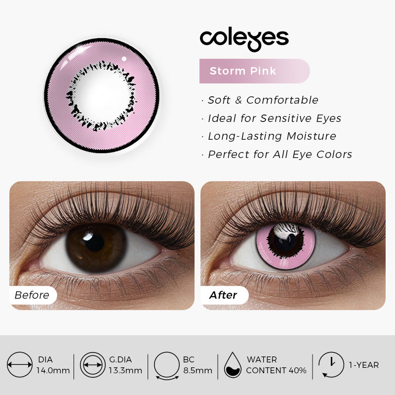 Coleyes Storm Pink Yearly Prescription Cosplay Colored Contacts - image 4