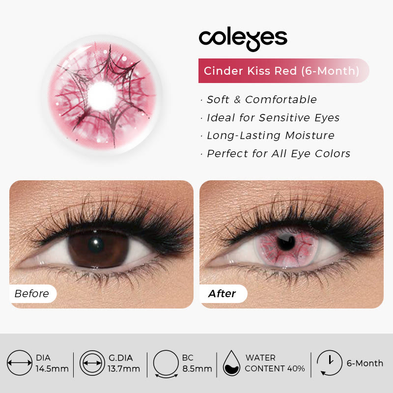 Coleyes Cinder Kiss Red 6-Month Cosplay Colored Contacts - image 8