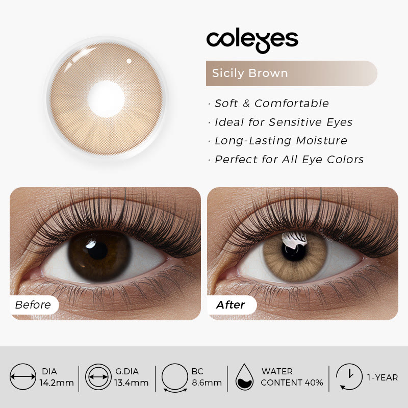Coleyes Sicily Brown Yearly Prescription Colored Contacts - image 6