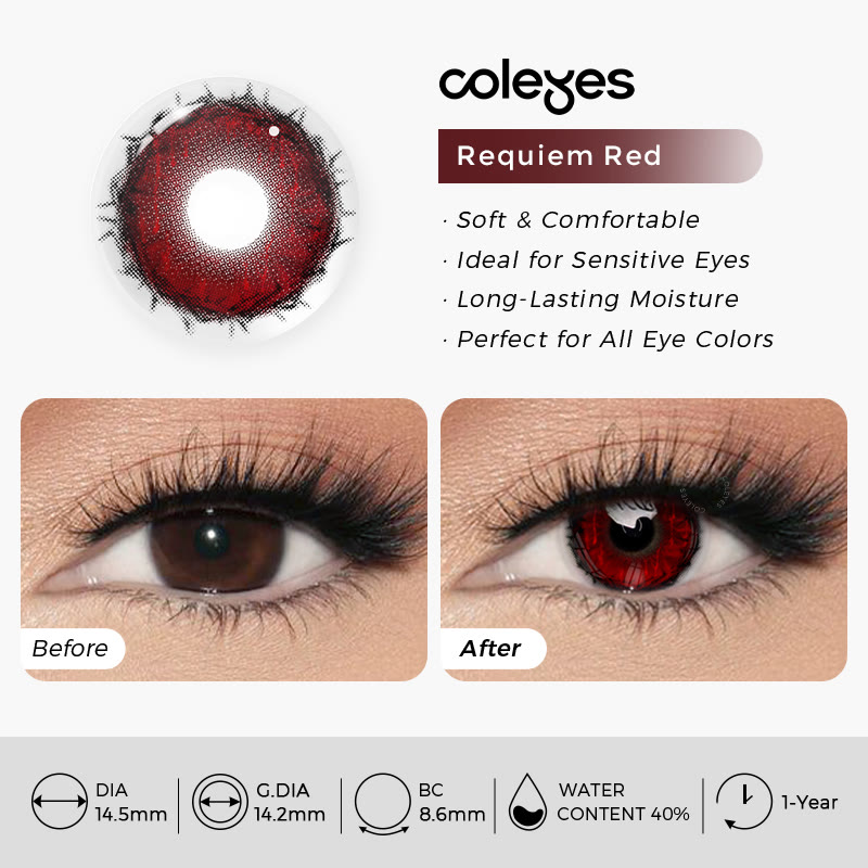 Coleyes Requiem Red Yearly Cosplay Colored Contacts - image 5