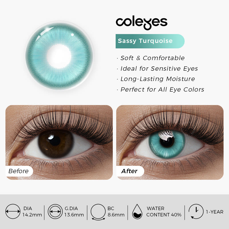 Coleyes Sassy Turquoise Prescription Yearly Cosplay Colored Contacts - image 9