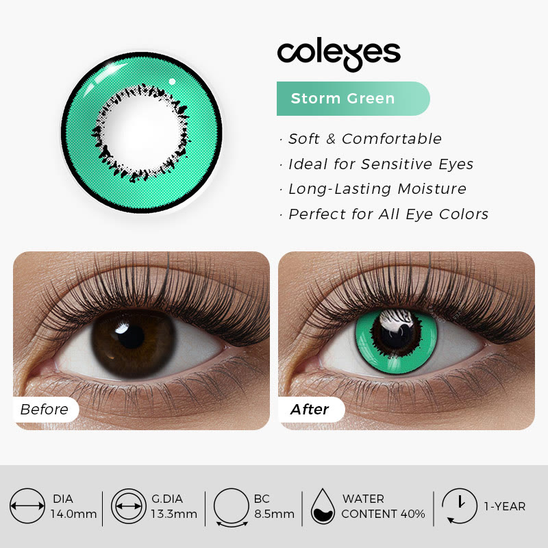 Coleyes Storm Green Yearly Prescription Cosplay Colored Contacts - image 3