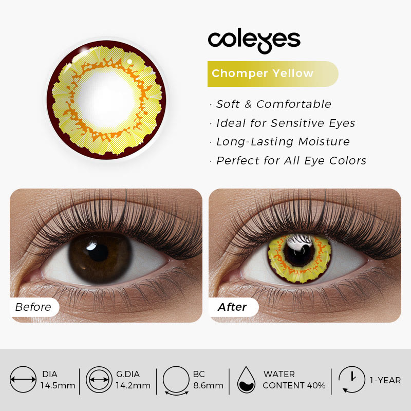 Coleyes Chomper Yellow Yearly Prescription Cosplay Colored Contacts - image 4