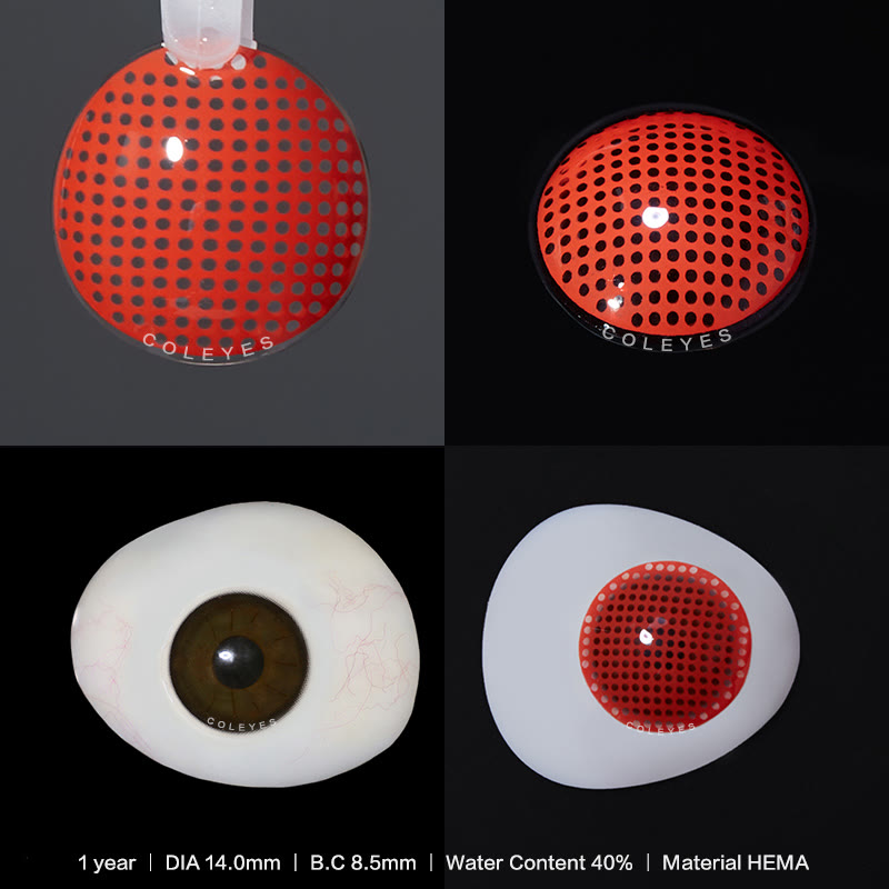 Coleyes Blind Mesh Red Yearly Prescription Cosplay Colored Contacts - image 3