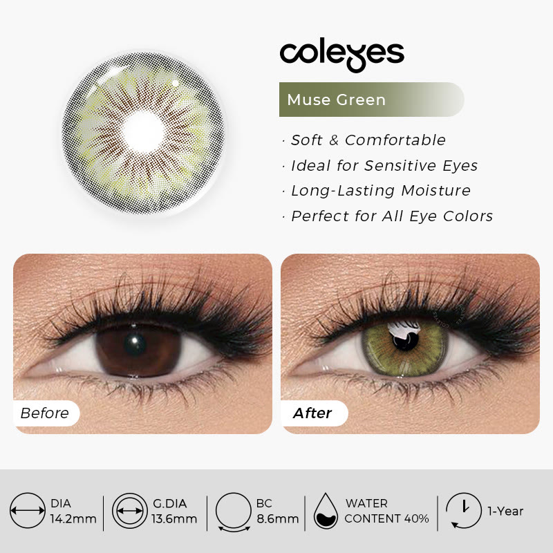 Coleyes Muse Green Yearly Prescription Colored Contacts - image 10
