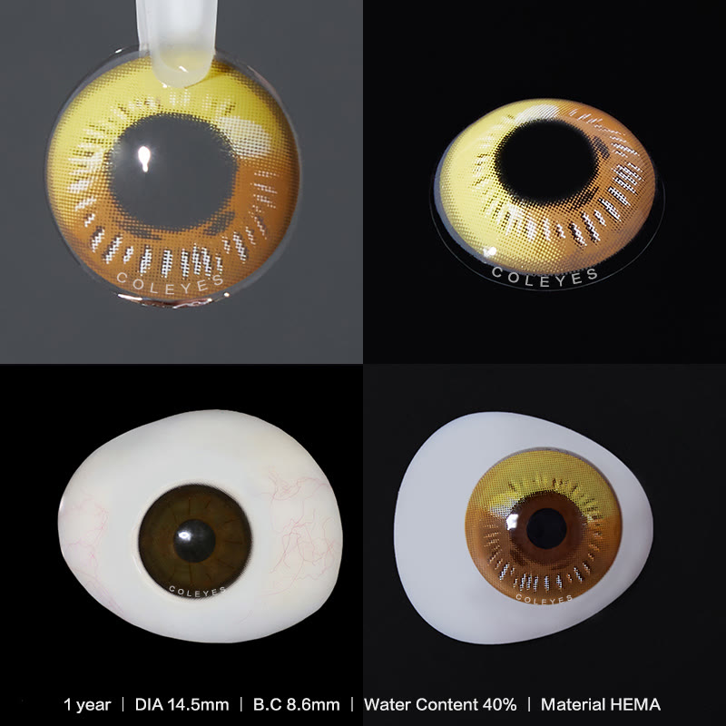 Coleyes Anime Yellow Brown Yearly Cosplay Prescription Colored Contacts - image 4