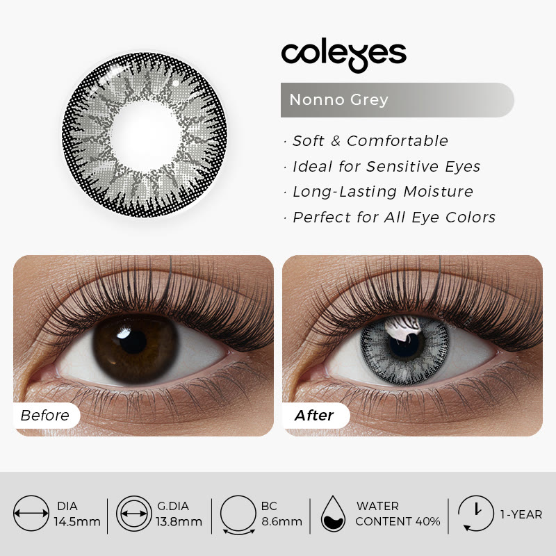 Coleyes Nonno Grey Yearly Prescription Cosplay Colored Contacts - image 8