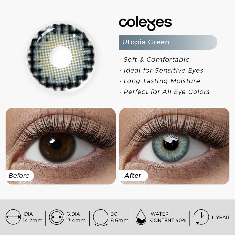 Coleyes Utopia Green Yearly Prescription Colored Contacts - image 11