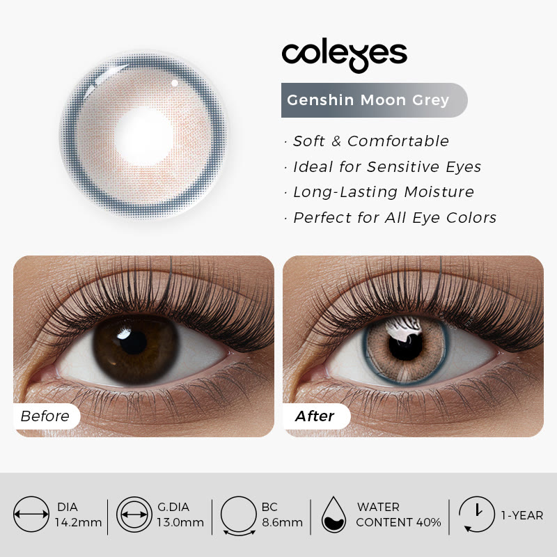 Coleyes Genshin Moon Grey Yearly Prescription Colored Contacts - image 5