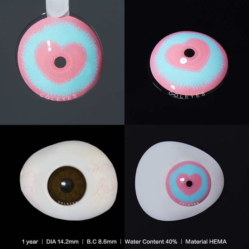 Coleyes Yandere Pink Green Yearly Prescription Cosplay Colored Contacts - image 3