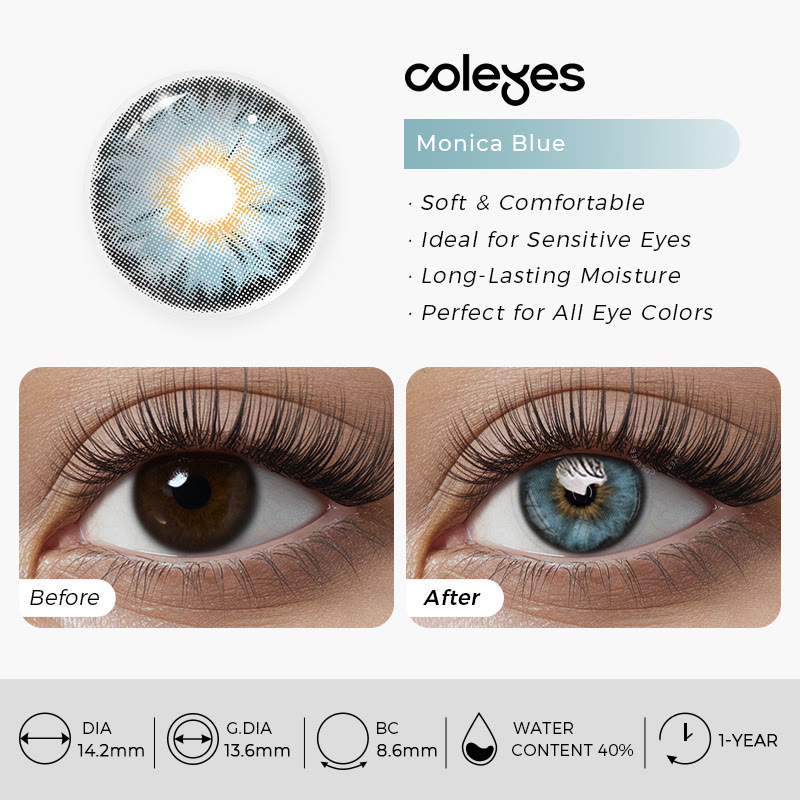 Coleyes Monica Blue Small Pupil Yearly Colored Contacts - image 6