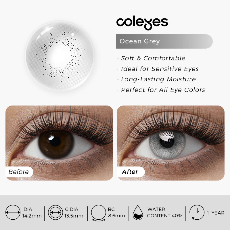 Coleyes Ocean Grey Yearly Prescription Colored Contacts - image 6
