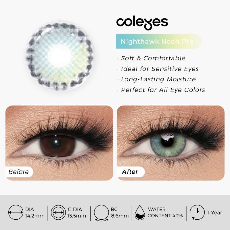 Coleyes Nighthawk Neon Pro Yearly Prescription Colored Contacts - image 9
