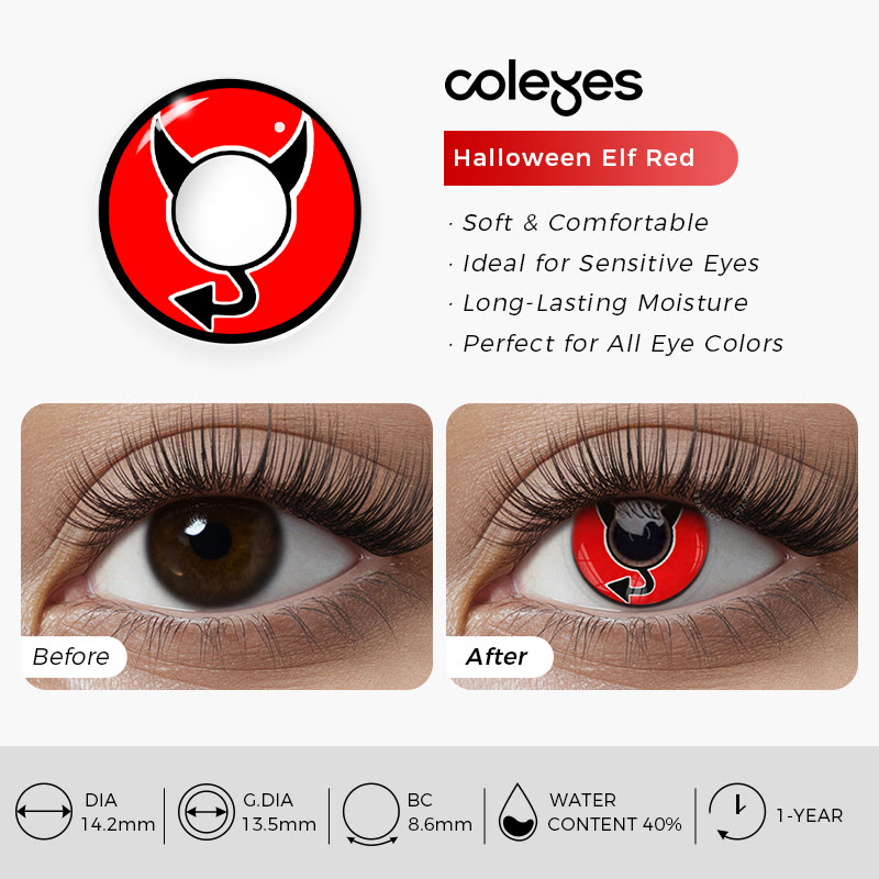 Coleyes Halloween Elf Red Yearly Prescription Cosplay Colored Contacts - image 4