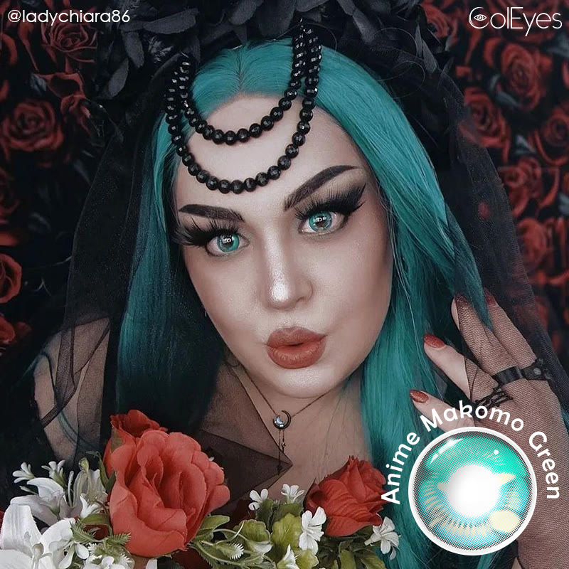 Coleyes Anime Makomo Green Yearly Prescription Cosplay Colored Contacts - image 4
