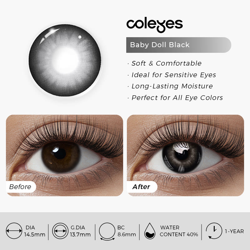 Coleyes Baby Doll Black Yearly Prescription Colored Contacts - image 7