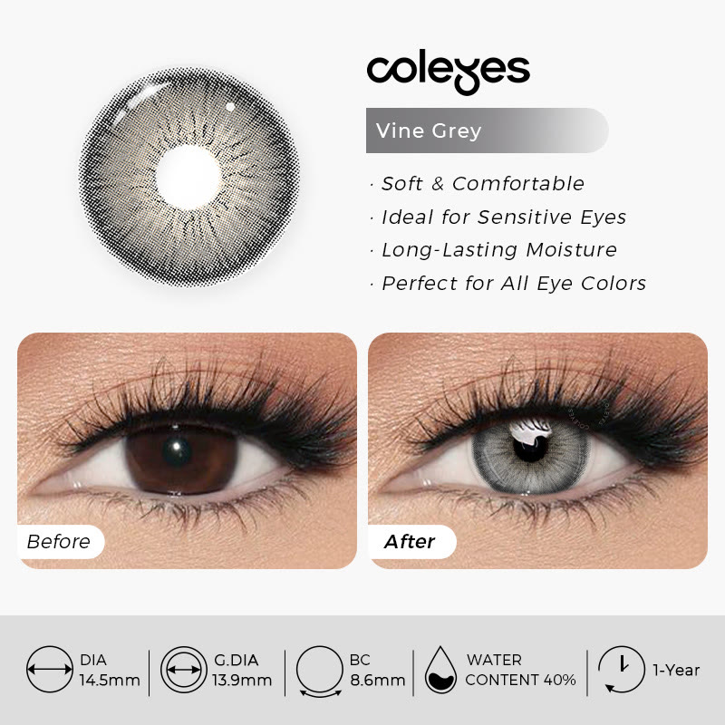 Coleyes Vine Grey Prescription Yearly Colored Contacts - image 6