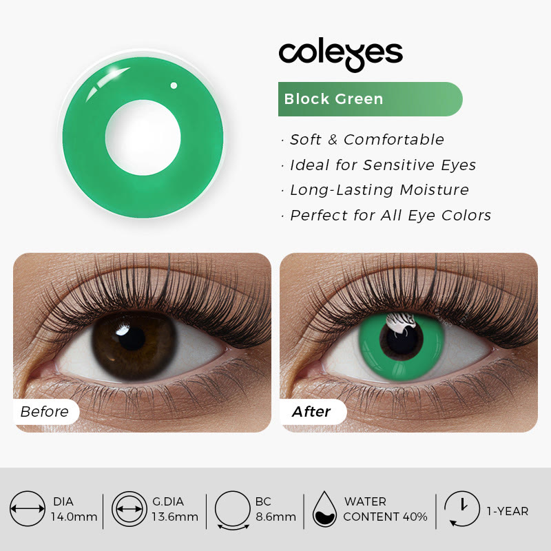 Coleyes Block Green Yearly Cosplay Prescription Colored Contacts - image 5