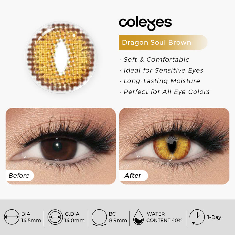 Coleyes Dragon Soul Brown Pro Axis Lock Cosplay Colored Contacts | 2-Pair Pack (1-Day) - image 9