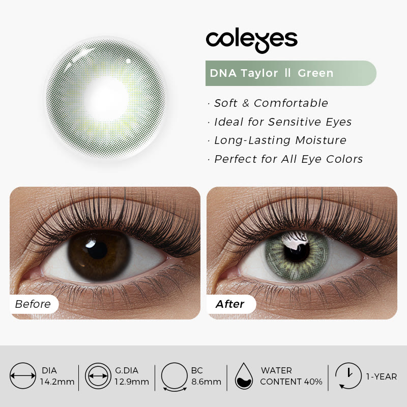 Coleyes DNA Taylor Ⅱ Green Yearly Prescription Colored Contacts - image 8