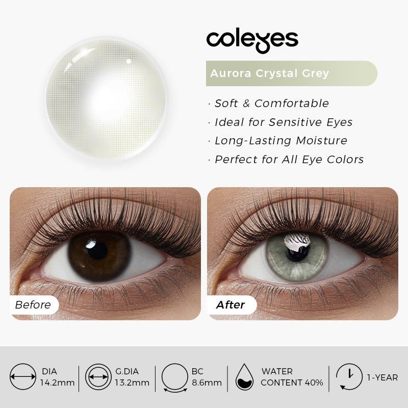Coleyes Aurora Crystal Grey Yearly Prescription Colored Contacts - image 5