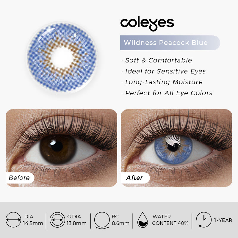 Coleyes Wildness Peacock Blue Yearly Colored Contacts - image 9