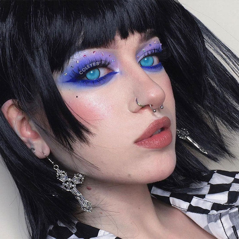 Coleyes Blind Manson Mesh Blue Yearly Cosplay Colored Contacts - image 5
