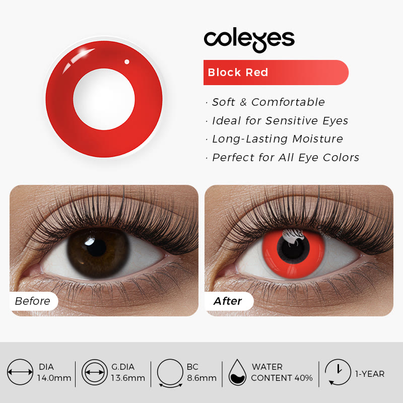 Coleyes Block Red Yearly Cosplay Prescription Colored Contacts - image 6