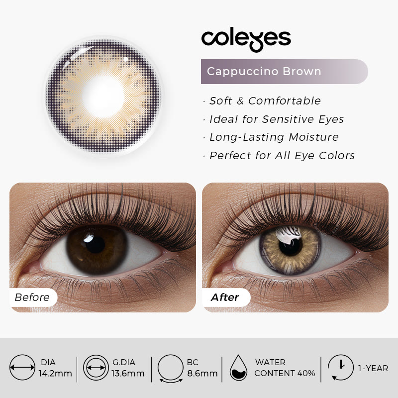 Coleyes Cappuccino Brown Yearly Prescription Colored Contacts