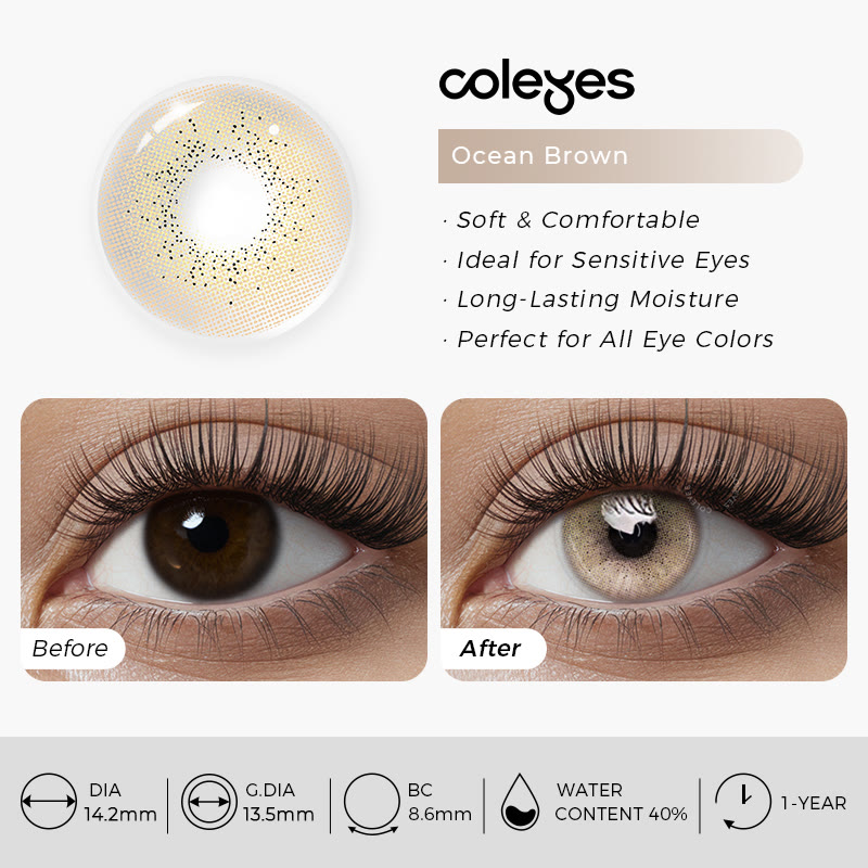 Coleyes Ocean Brown Yearly Prescription Colored Contacts - image 5