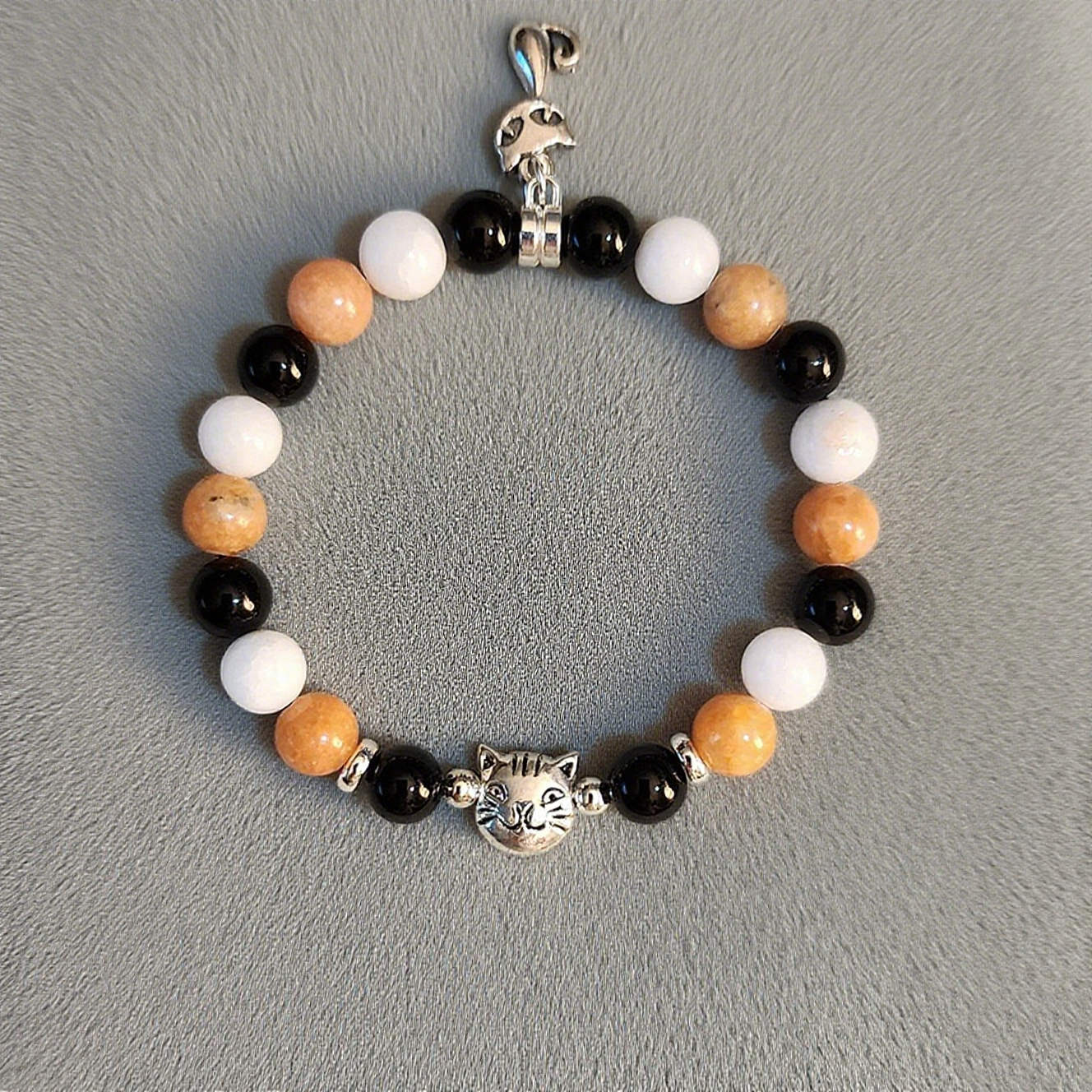 Calico Cat Agate Charm Memorial Bracelet | KKPet185 – KisssKids