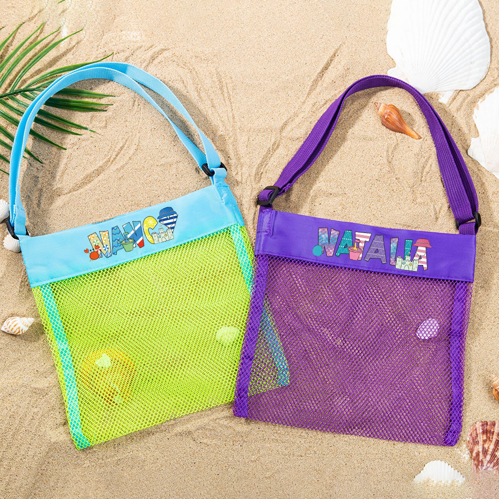 Personalized Name Kid Lovely Mesh Beach Bag | KKBeach63 – KisssKids