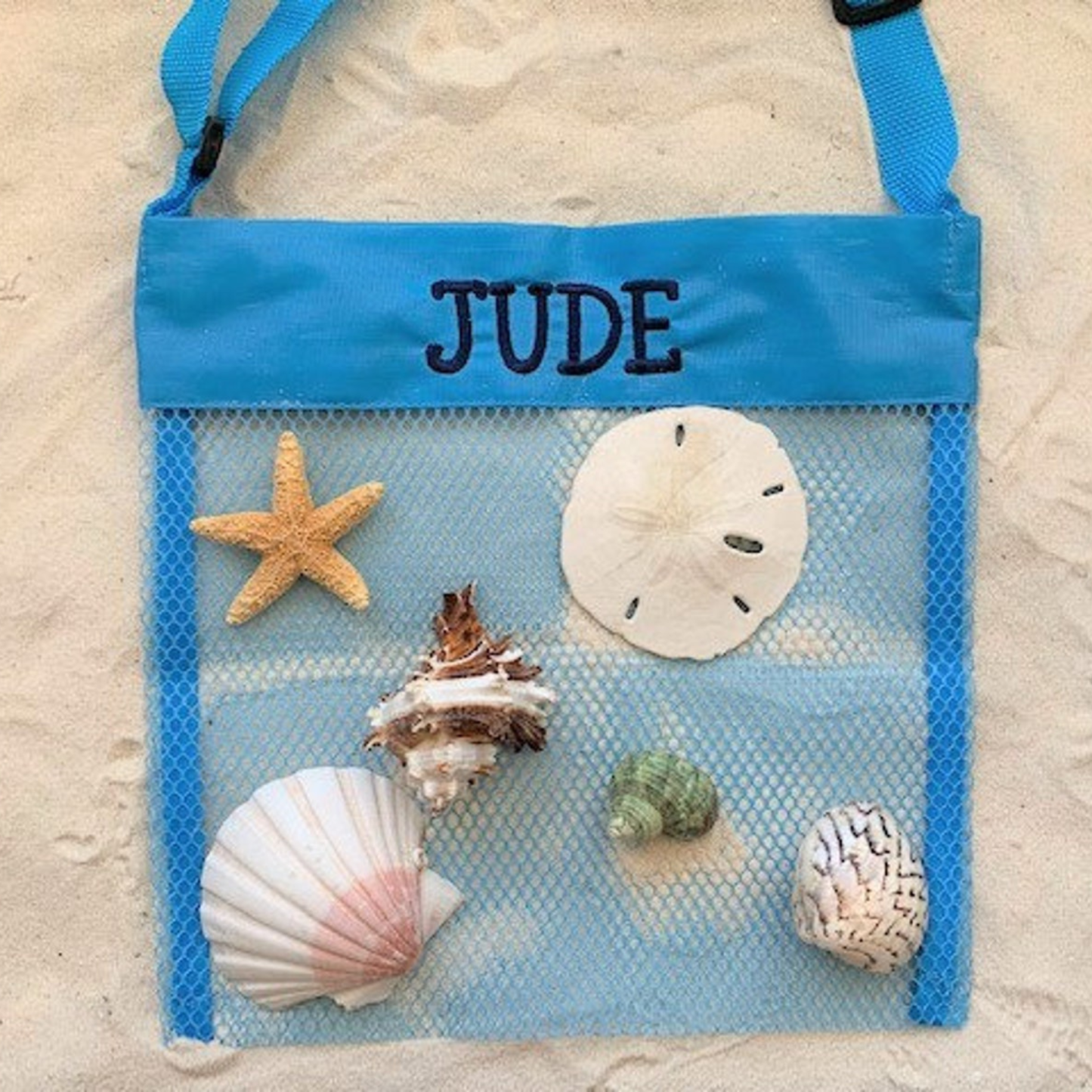 Personalized Seashell Zipper Mesh Beach Bag | KKBeach02 – KisssKids