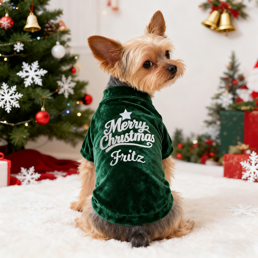 Personalized Name Pet Christmas Velvet Sweater | KKPet307 – KisssKids