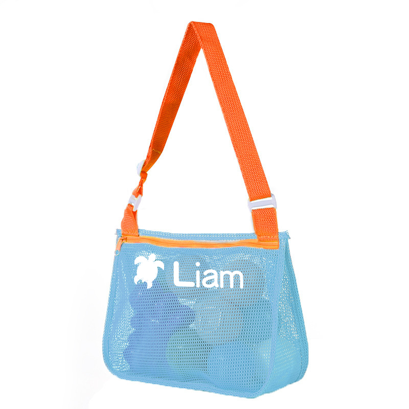 Personalized Seashell Zipper Mesh Beach Bag | KKBeach01 – KisssKids