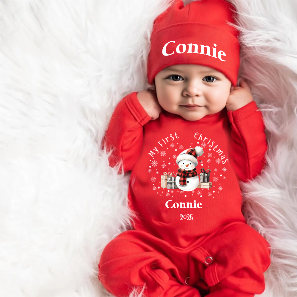 white christmas dresses My First Christmas Baby Girl Outfit – Keepsake Konnections main image 1