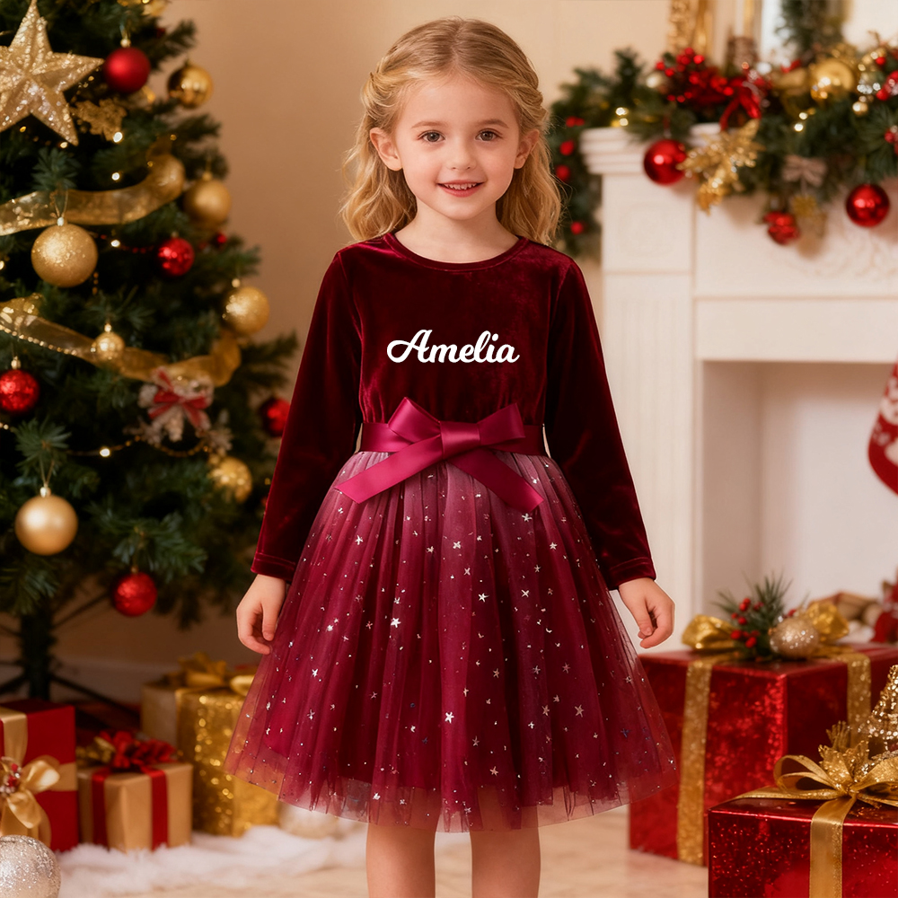 christmas dress names Customized Christmas Santa Appliqu Ruffle Dress With FREE Name or Monogram - Christmas, Holidays, Santa Clause, Girls, Toddlers