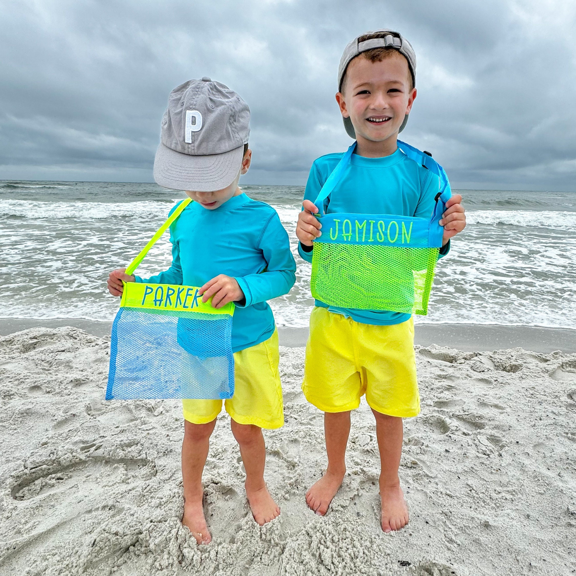 Personalized Seashell Zipper Mesh Beach Bag | KKBeach02 – KisssKids