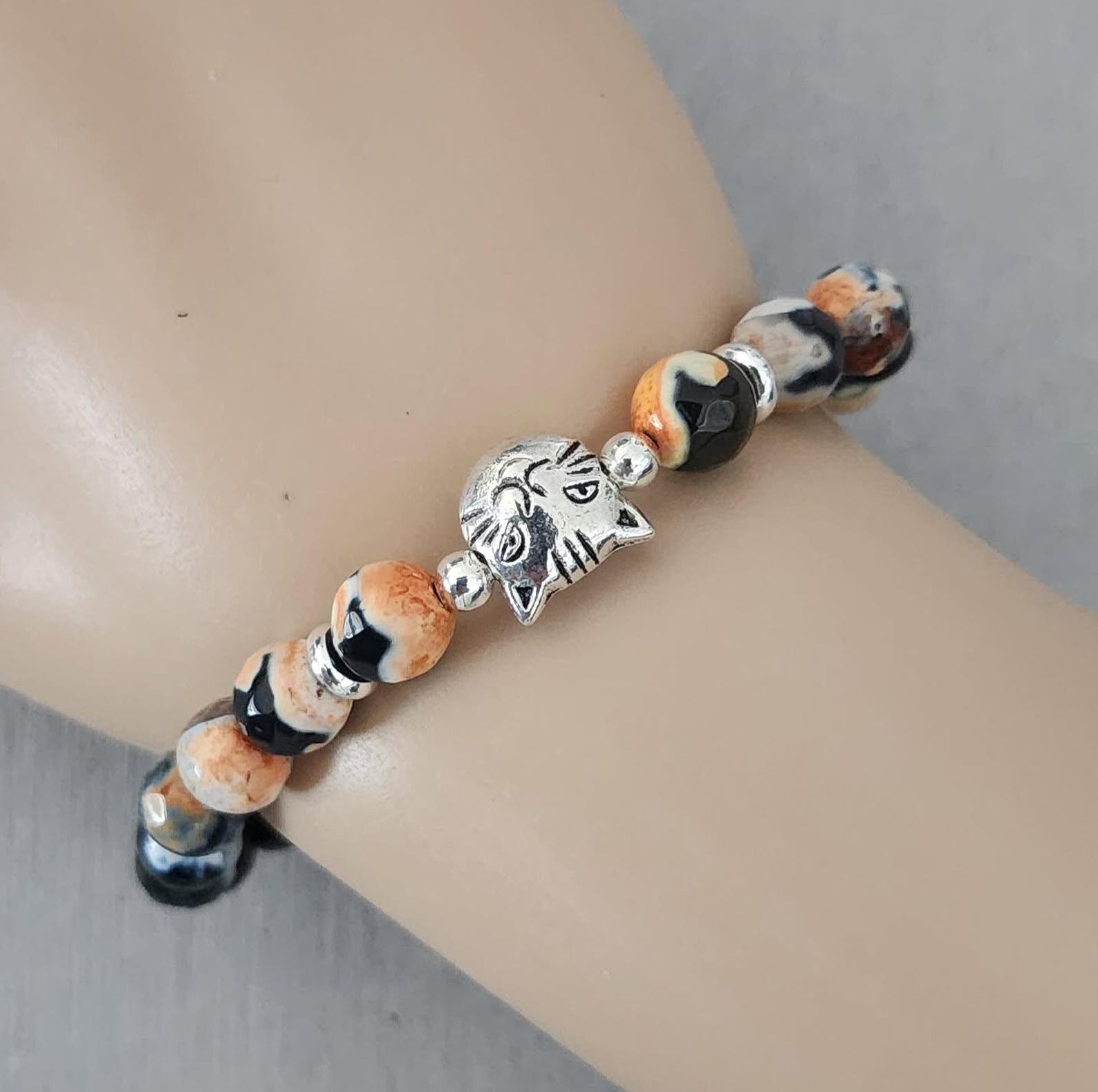 Calico Cat Agate Charm Memorial Bracelet | KKPet185 – KisssKids